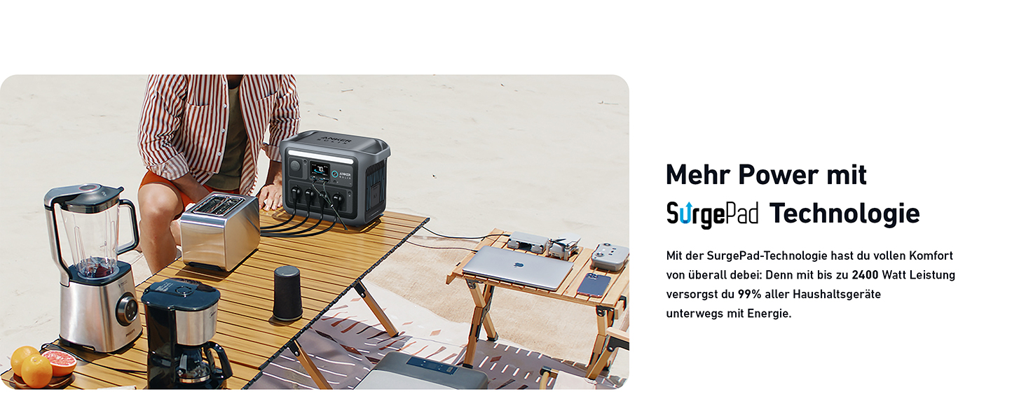 Anker SOLIX C1000 - Портативна електростанція, LiFePO4, 1800W, Швидка зарядка, для кемпінгу та резервного живлення (Сонячна панель опційно)