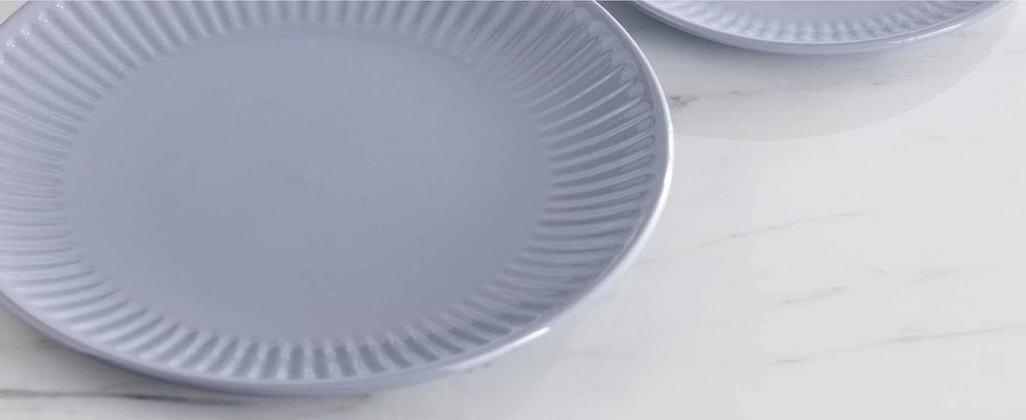 Набір посуду Steingut Hygge 24 елементи (6 осіб), сіро-блакитний колір, преміум якість, комплект посуду для сервірування столу