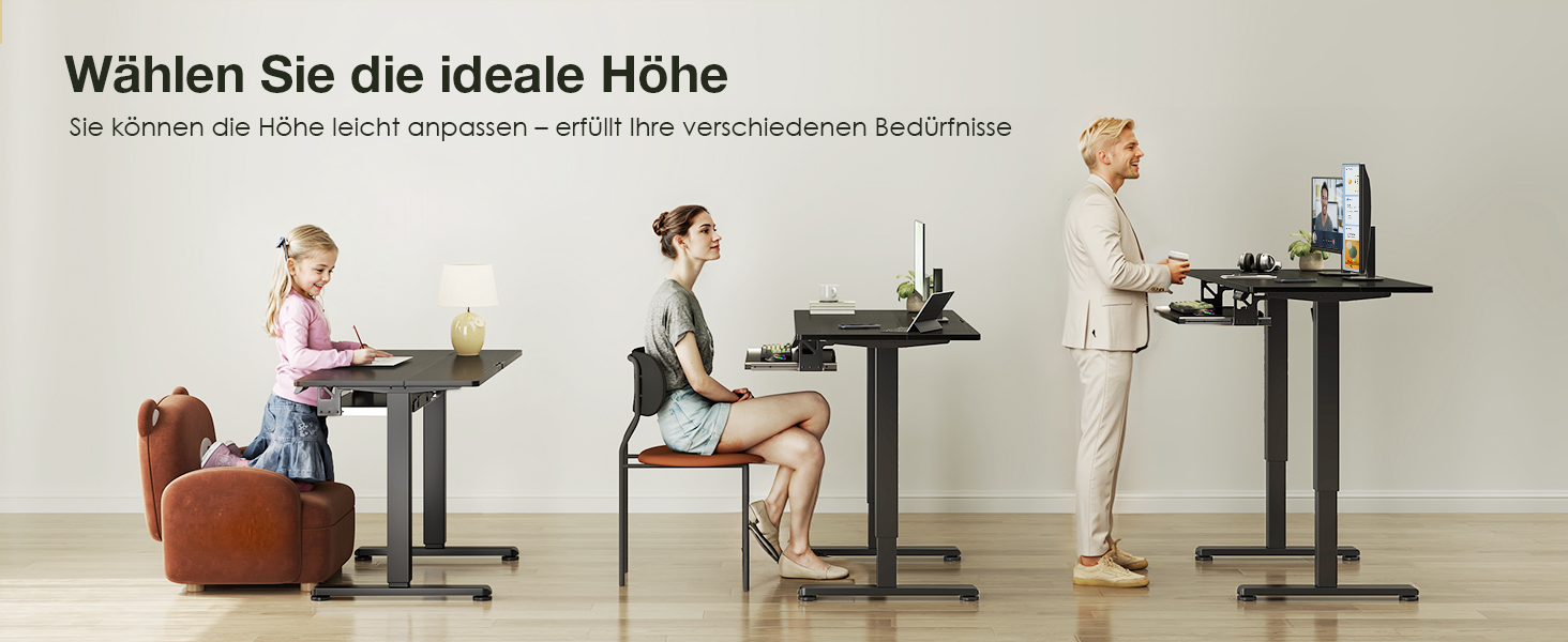 Електричний стіл OffiGo, 100x50 см, з підставкою для клавіатури, 3 режими пам'яті, для роботи та навчання, білий