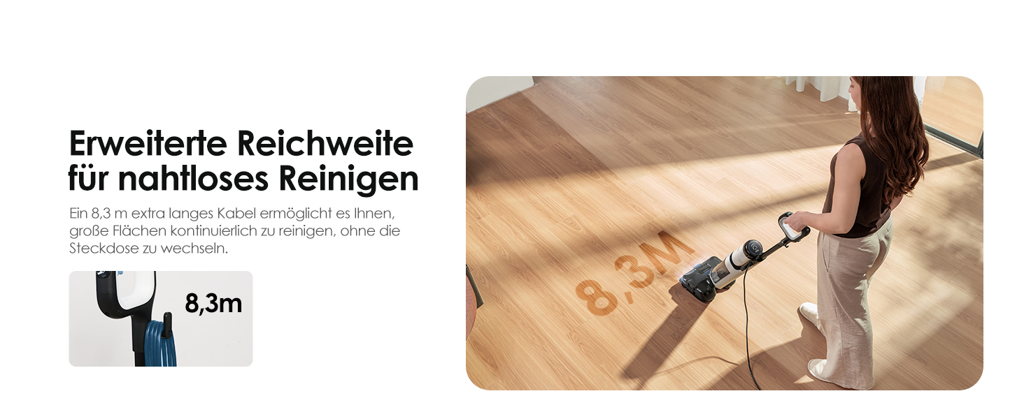 Tineco Floor One S6 Stretch Steam: Волого-сухий пилосос для твердих підлог з функцією пари, 22000 Па, Anti-Tangle, Flashdry 85°C, 50 хв роботи, для шерсті тварин
