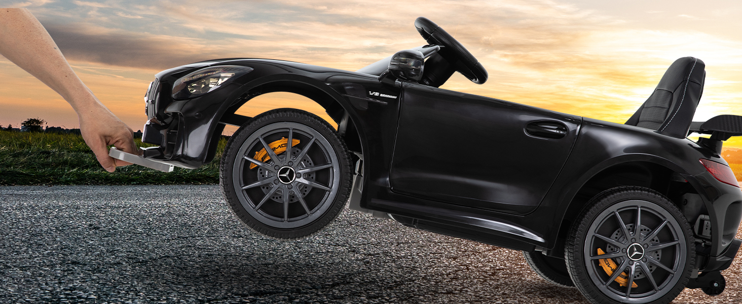 Дитячий електромобіль Mercedes AMG GT R Roadster, чорний, 6V, EVA-колеса, 2.4 ГГц пульт, 20 Вт мотор, для дітей від 3 років, Actionbikes Motors