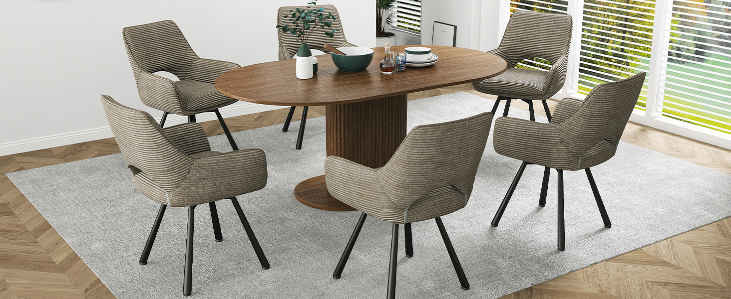 Набір обідніх стільців 4 шт. з поворотним механізмом 360°, стільці з підлокітниками на металевих ніжках, підходять для обідньої кімнати, м'які стільці з велюру, бежевого кольору