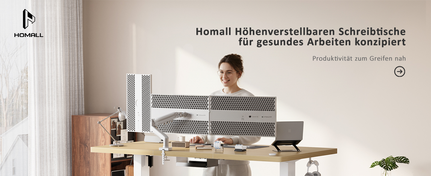 Електричний підйомний стіл Homall 140x70 см, регульований по висоті письмовий стіл з USB-портом, пам'яттю на 3 режими та лотком для кабелів, бежевий