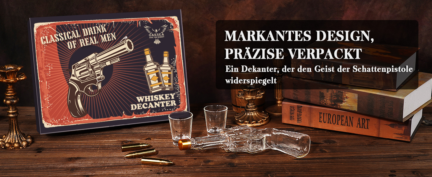 Набір віскі Oaksea: декантик та 2 келихи – ідеальний подарунок для чоловіків, батька, на Різдво, для любителів віскі