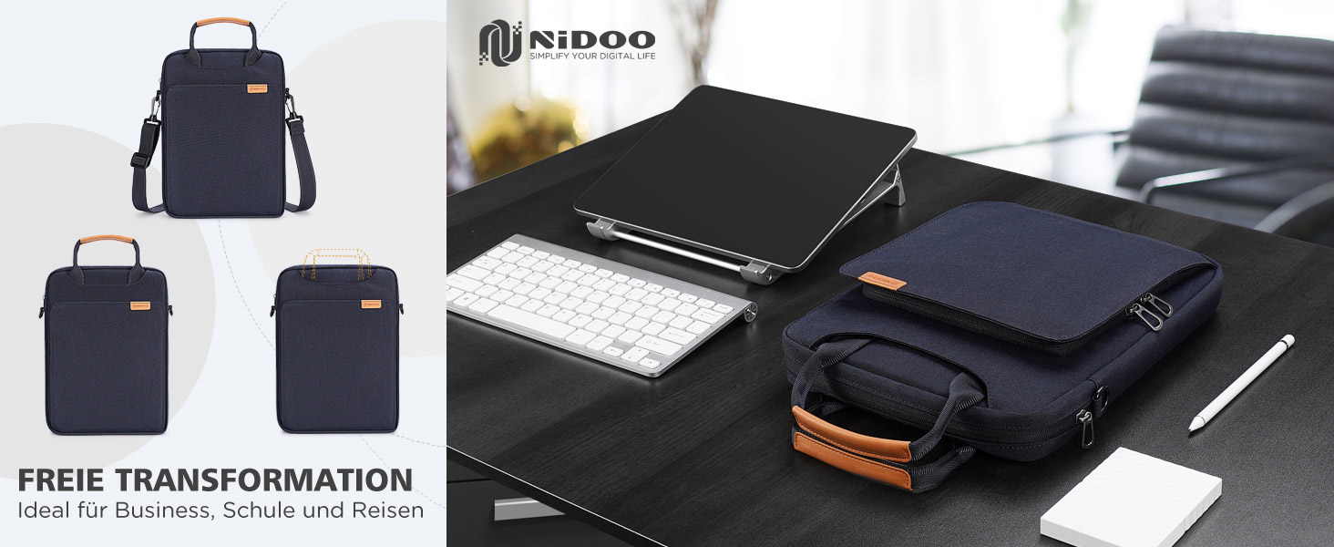 Водонепроникна сумка для ноутбука NIDOO для MacBook Air/Pro 13,6 дюйма, iPad Pro 12,9 дюйма, поверхня 12 дюймів, темно-синій