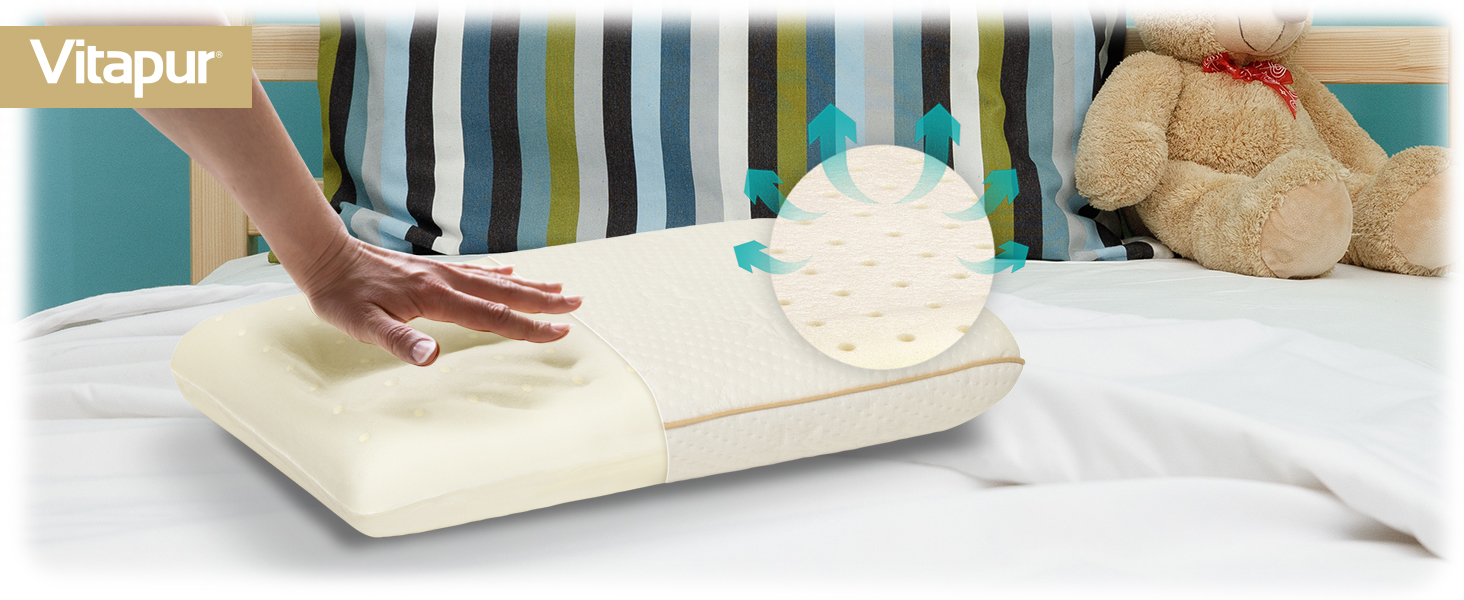 Подушка MemoDream Junior від VITAPUR для дітей, 30x50x9 см, Memory Foam, гіпоалергенна, м'яка, пральна, Ökotex-100, від 3 років