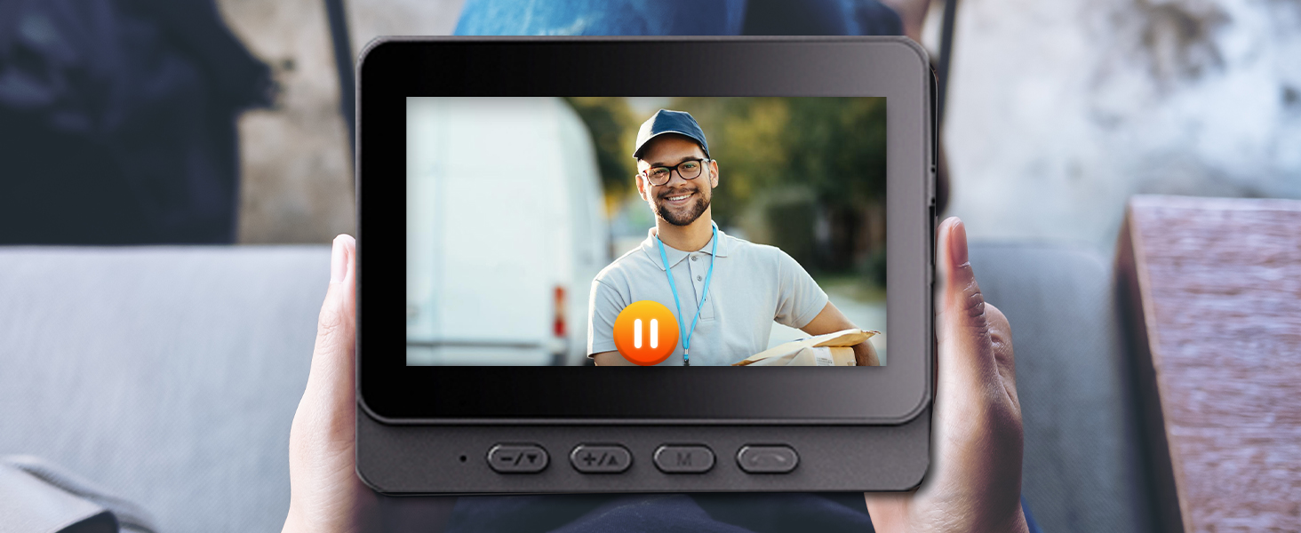 Відеодзвінок з камерою 1080P HD, бездротовий, водонепроникний IP65, дисплей 4.3