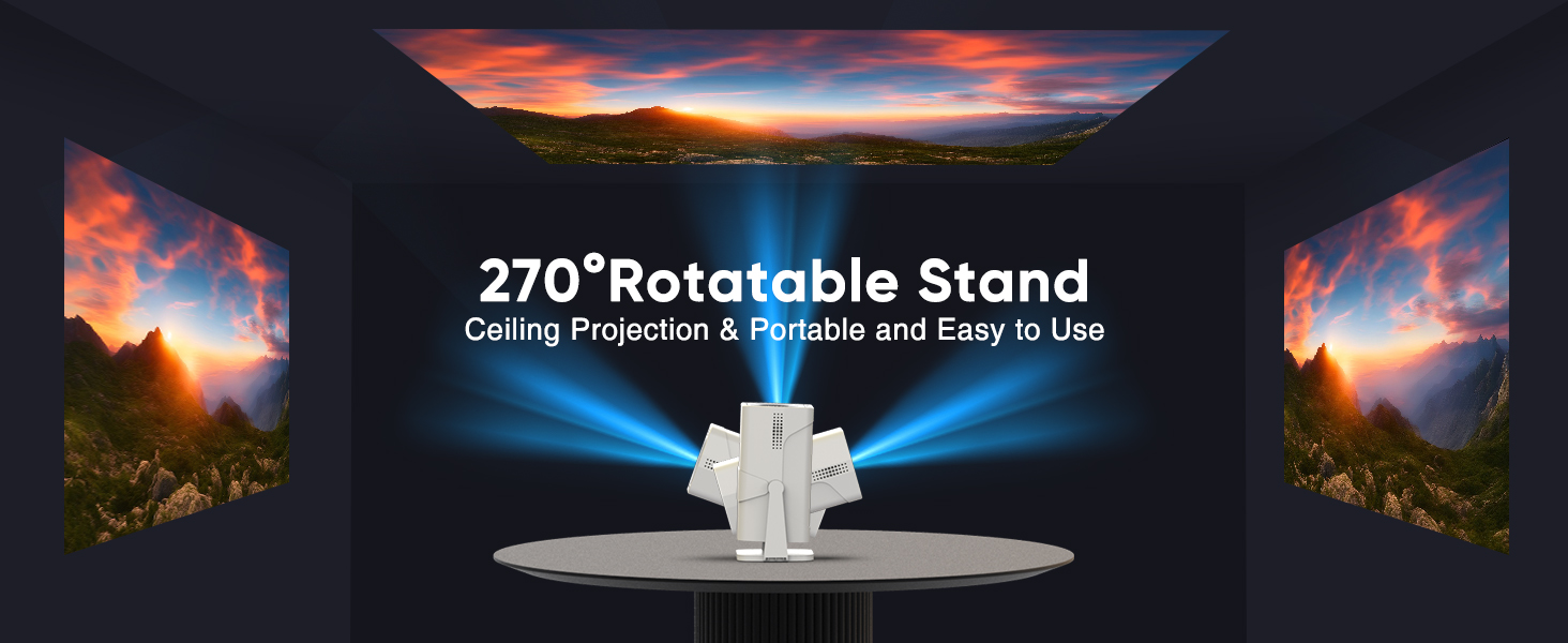 Портативний проєктор Mini Beamer з Android TV, автотрапецеїдна корекція, підтримка 4K 1080P, Bluetooth WiFi6, 160ANSI. Підходить для телефону, TV Stick, ноутбука, кінотеатру вдома та на вулиці.