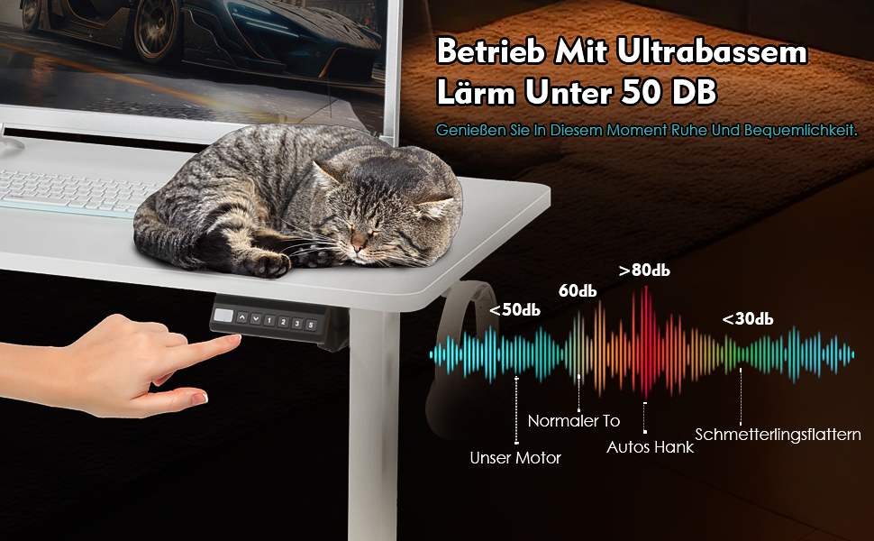 Електричний регульований стіл Pachira 120x60 см з пам'яттю та LED-дисплеєм, з гачками та кабелеуправлінням, ергономічний для дому/офісу, білий