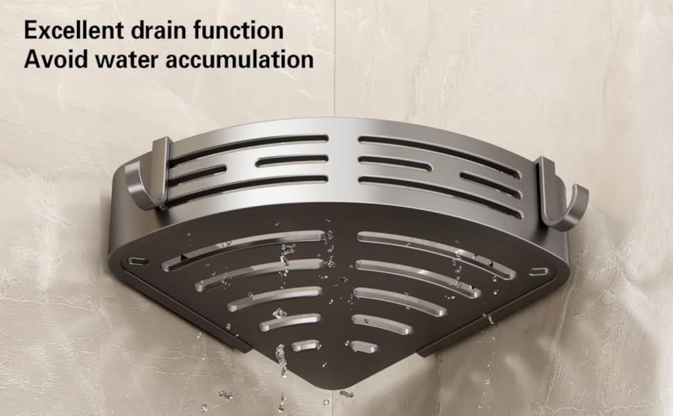 Полка для душу Voldra без свердління, кутова полиця для ванної кімнати з присосками, металева полиця для душу з тримачем для рушників (2 шт., сірий)