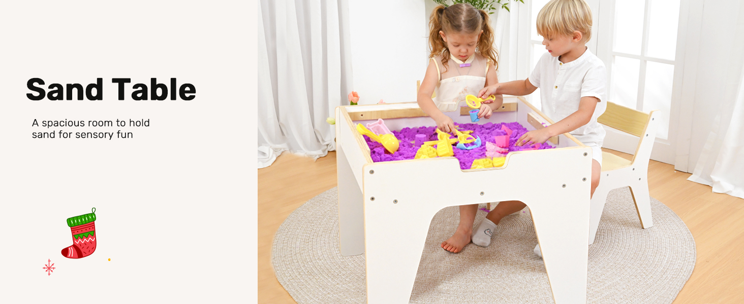 Дерев'яний дитячий набір меблів Wingyz 4-в-1: стіл, 2 стільці, стіл з місцем для зберігання. Ідеально для малювання, ігор та активностей.