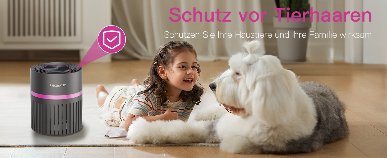 Повітряочисник MEGAWISE з 3-в-1 фільтром HEPA для дому та спальні. Захист від алергенів, пилу, тютюнового диму та диму від лісових пожеж.
