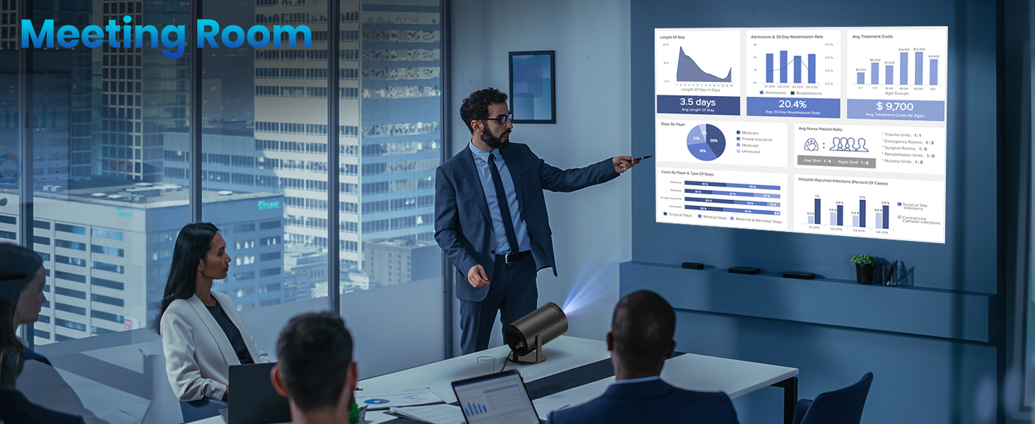 Портативний проєктор Mini Beamer: 1080P, 4K, Android, iOS, WiFi, Bluetooth, 180°