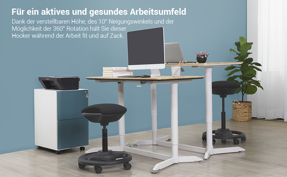 Високий робочий стілець SONGMICS з колесами, регульований, ергономічний, чорний (OSC007B01) - 59.5-81 см