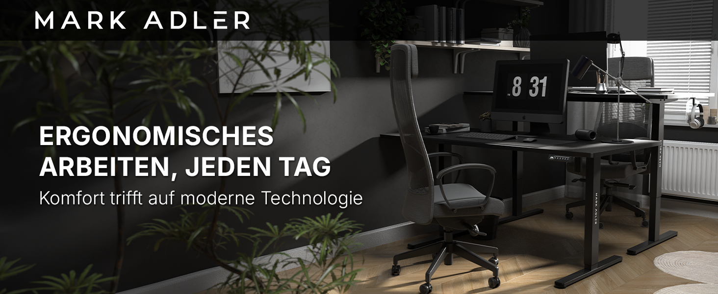 Стіл письмовий регульований по висоті MARK ADLER Leader 7.4 White, 140x70 см, білий, з пам'яттю, сенсорним керуванням, кабелепроводом, тримачем для навушників та напоїв