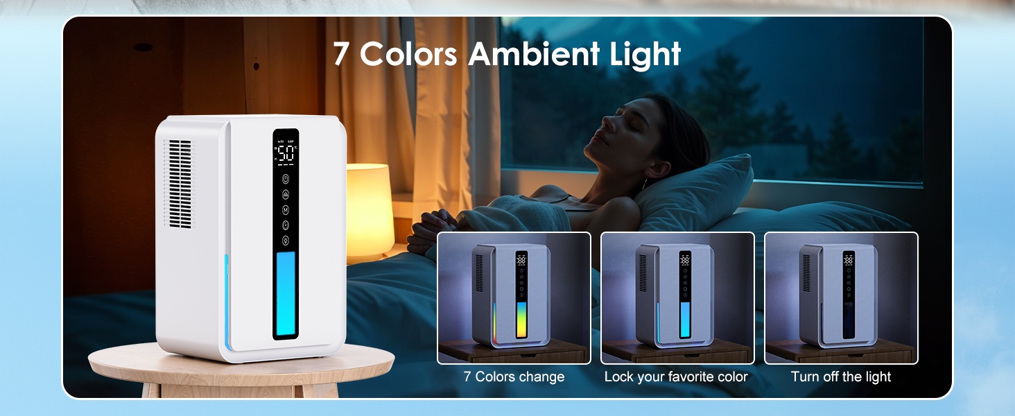 Електричний осушувач повітря 2500 мл, 3 швидкості, 2 режими, таймер 48 год, авто-стоп, захист від замерзання, для спальні та ванної кімнати