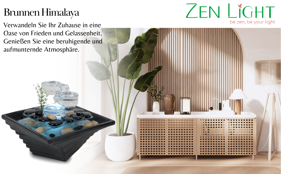 Внутрішній фонтан з кераміки та скла, декор для медитації, чаша Zen, подарунок, 20x23x23 см, Himalaya Zen'light