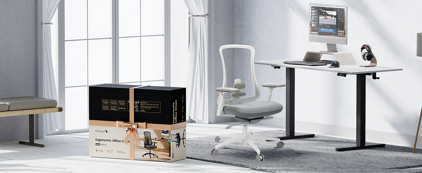 Офісний стілець ProtoArc Flexer Pro: ергономічний, з регулюванням глибини сидіння, сітчастою спинкою та підтримкою попереку - чорний