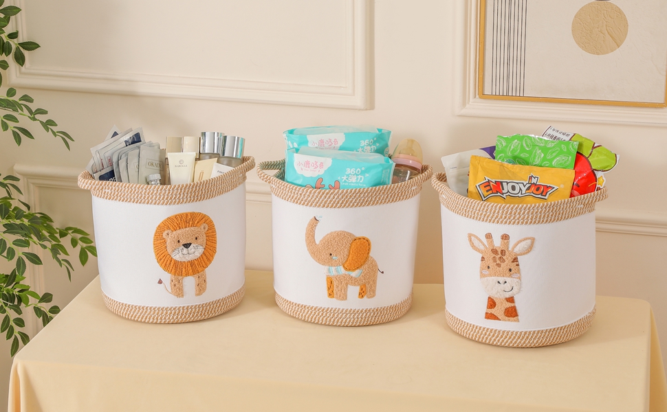 Набір кошиків для зберігання 3 шт. плетені кошики для іграшок, білизни, дитяча кімната, органайзер для іграшок, одягу, м'яких іграшок, місткі та надійні кошики, жовтий колір