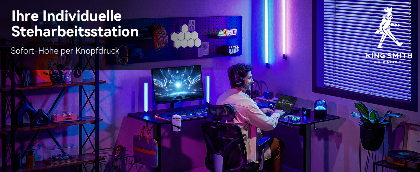 Електричний кутовий стіл WALKINGDESK 160 x 140 см з регулюванням висоти, чорний. Стіл для офісу, геймінгу та дому з кабелеуправлінням