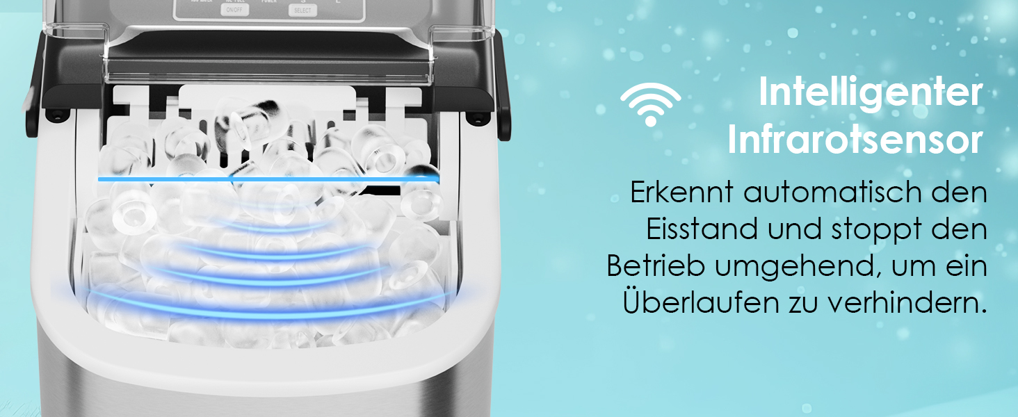 Льодогенератор побутовий Eiswürfelmaschine 12 кг/24год, 2 розміри льоду, нержавіюча сталь, самоочищення, для кухні, офісу, бару, вечірок