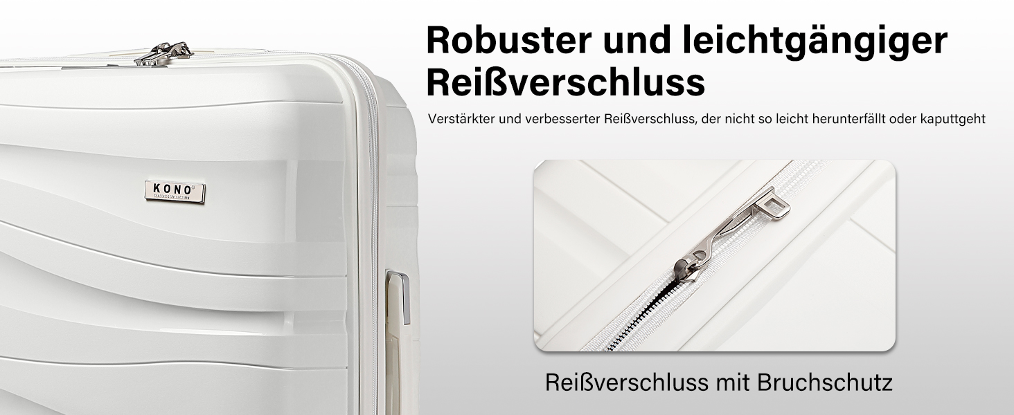 KONO Чемодан середнього розміру 65 см з поліпропілену з TSA замком, 65x46x26.5 см (Крем-білий)