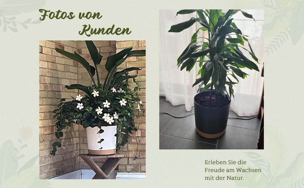 Набір горщиків ZMTECH 30,5 см (2 шт.) - пластикові, з піддоном, для кімнатних рослин та сукулентів, зелені