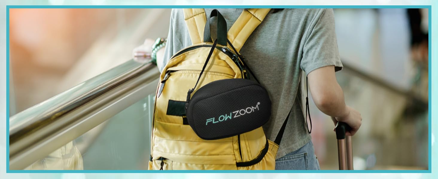 Подушка для шиї FlowZoom Comfy: регульована, з memory foam, для авто та літака - 360° підтримка, дихаючий чохол, чорна