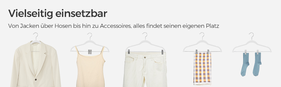 Набір вешалок SONGMICS 20 шт. з оксамитовим покриттям, для штанів, пальто, суконь, 42.5 см, з регульованими кліпсами, антиковзні, економія місця, CRF012B20