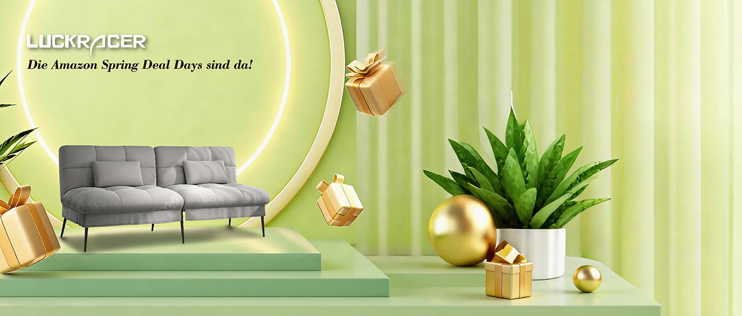 Диван-ліжко LUCKRACER 3-місний з регулюванням кута нахилу, сірий, для вітальні та квартири