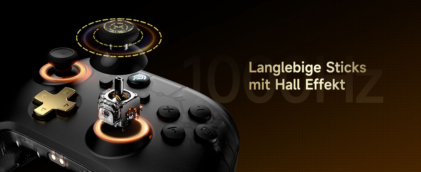 EasySMX D05 PC контролер з док-станцією: бездротовий геймпад з Хол-ефектом для ПК/Switch/Android, чорний та золотий