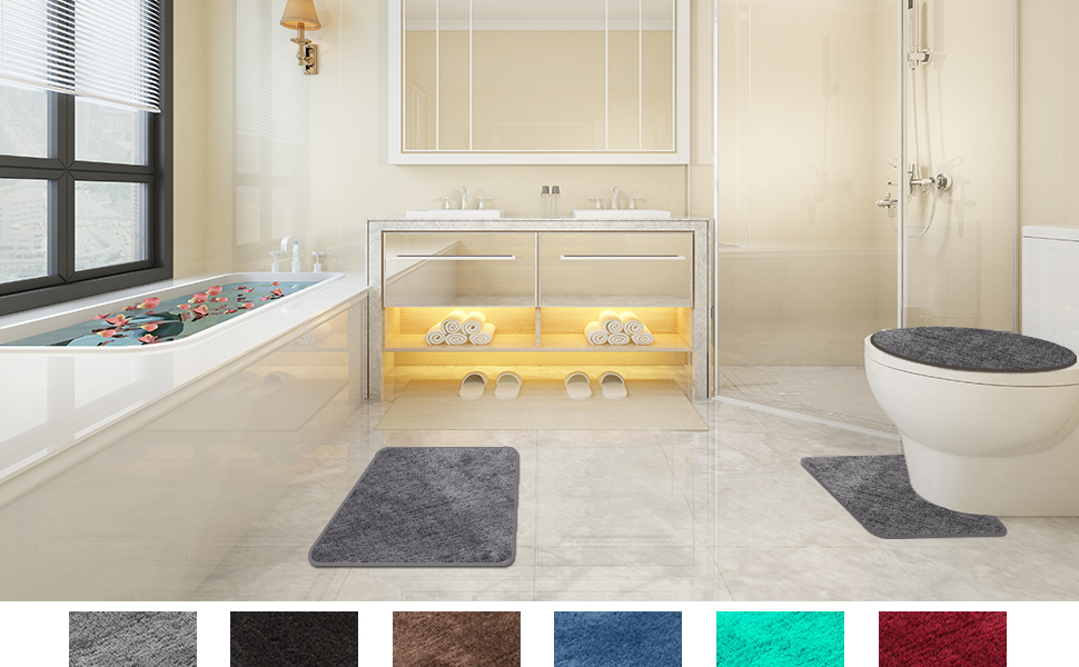 Комплект килимків для ванної кімнати Jianyana: м'які, нековзні, з мікрофібри (3 шт.)