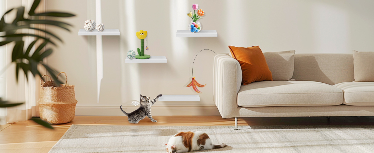 Набір настінних полиць 4 шт. білі, MDF, 40x14x3 см - для книг, декору, настінні стелажі