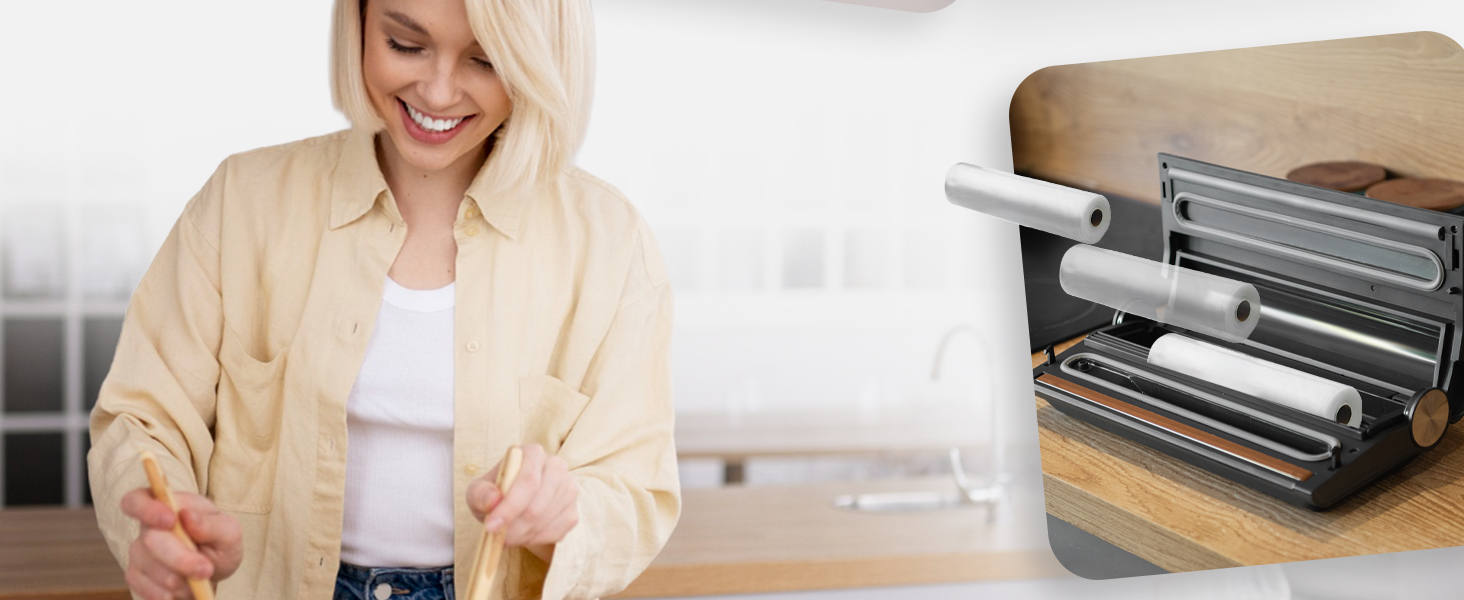 Вакууматор для продуктів LEHMANN — вакуумний пакувальник для сухих та вологих продуктів, пристрій для запаювання пакетів з шлангом для відкачування повітря, ширина шва 30 см