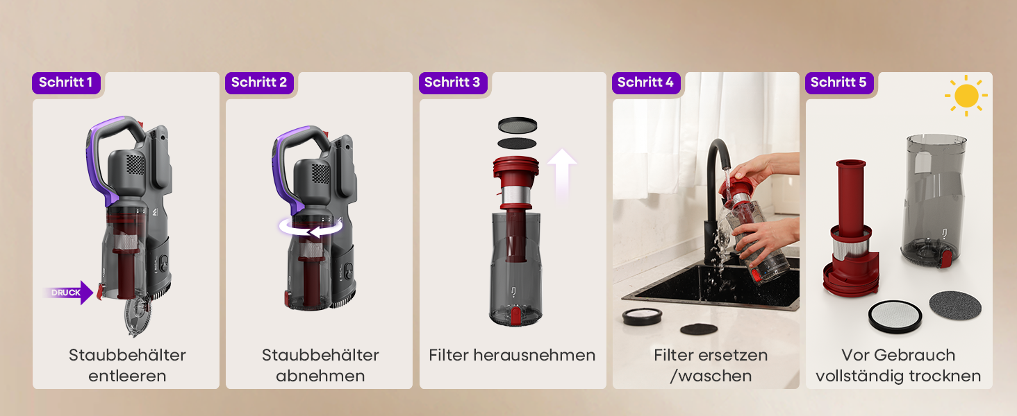 Акумуляторний бездротовий пилосос AlloyMove A03 Lila: 45000Pa, 450W, 60 хвилин, LED, для тварин, килимів, твердих поверхонь