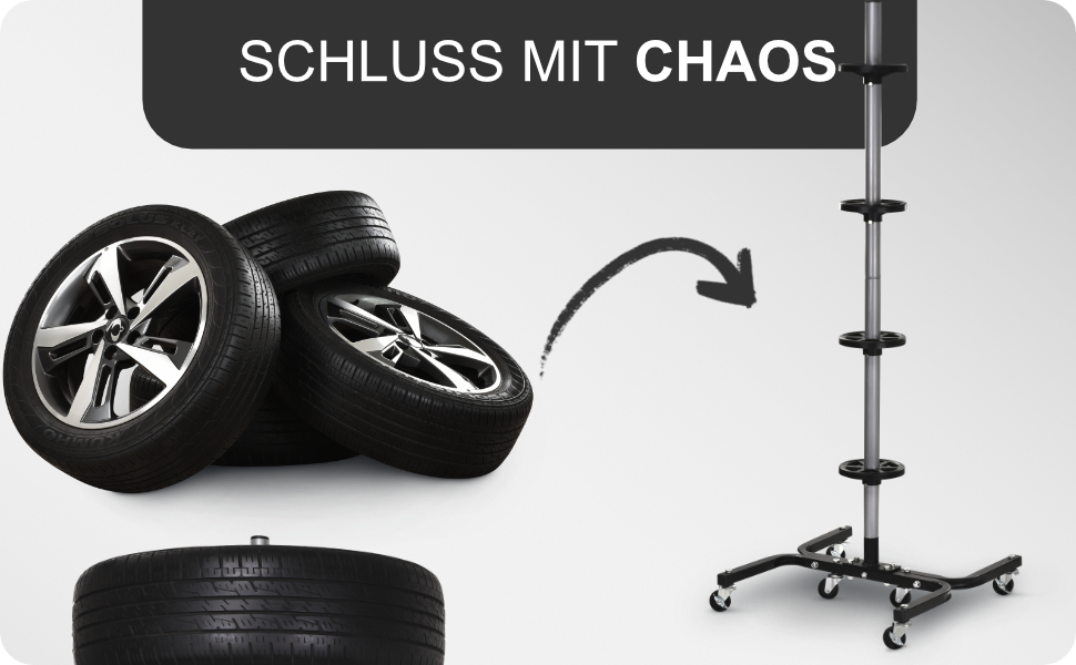 Підставка для шин Bonsport XL на колесах, для шин до 295 мм, вантажопідйомність 150 кг, з 8 маркерами для шин