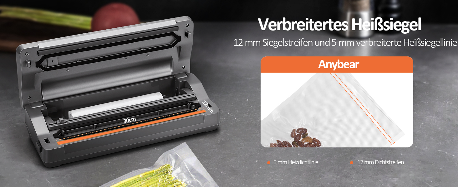 Вакууматор для продуктів з вбудованим різаком, 100 Вт, 90 кПа, цифровий таймер та відсіком для пакетів, сірий