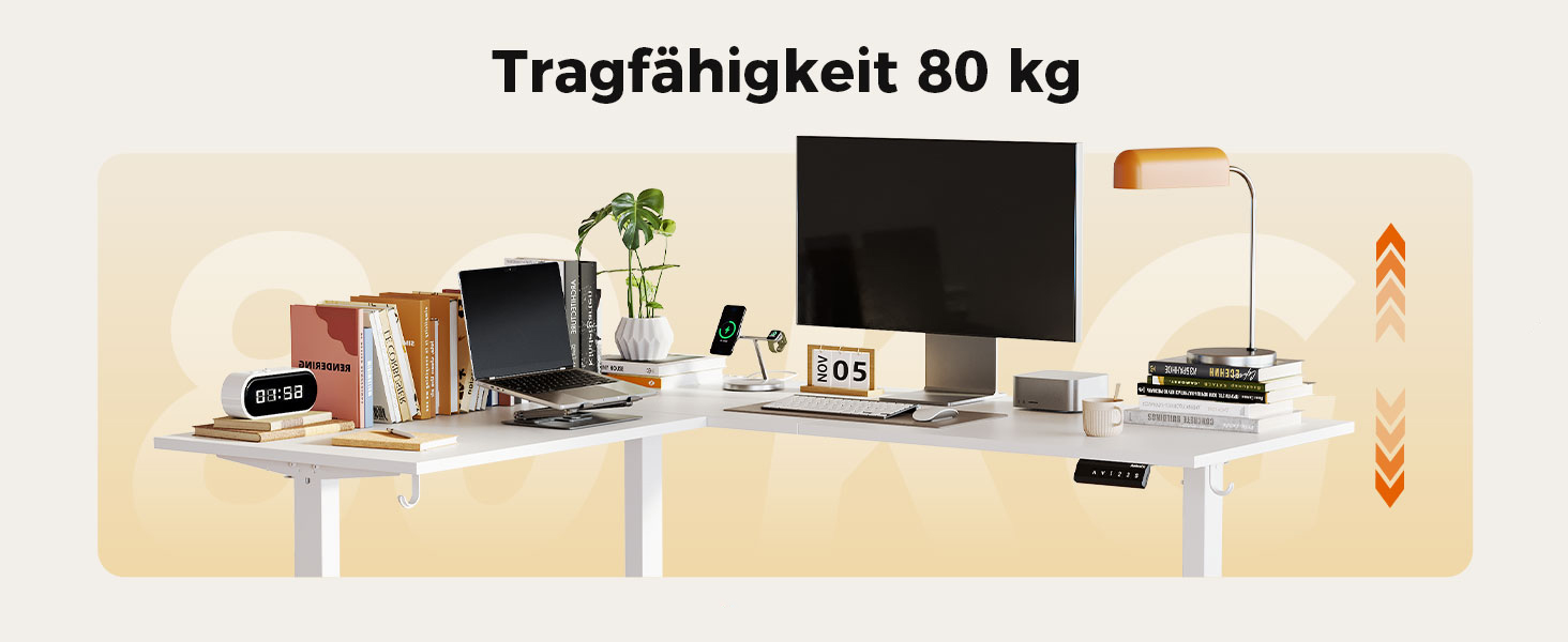 Регульований кутовий стіл Agilestic 190x155 см, ергономічний, для стоячи/сидячи, світло-коричневий