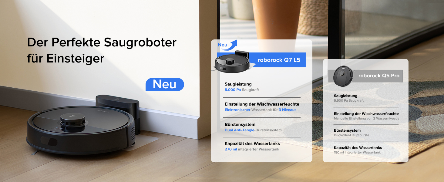 Робот-пилосос Roborock Q7 L5 з потужністю 8000 Па, системою Dual Anti-Tangle та розумною навігацією, чорний