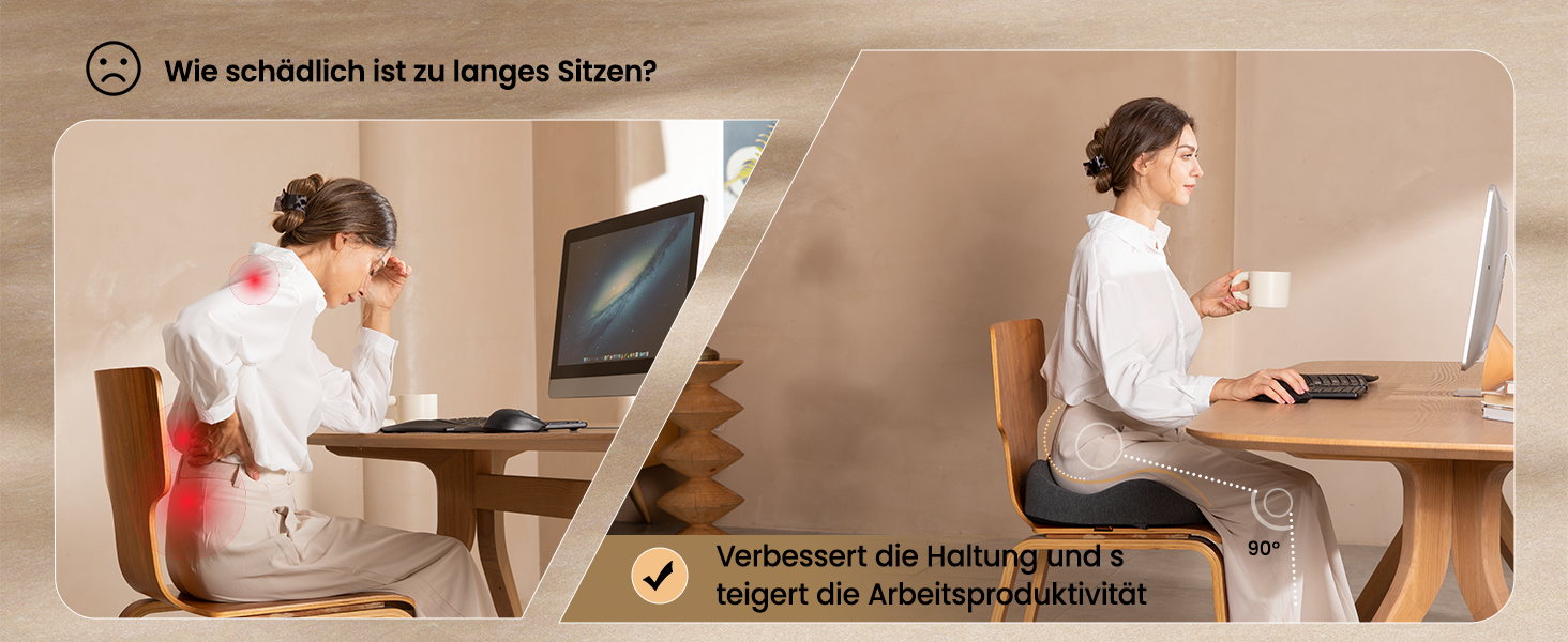 Подушка для офісного крісла ProtoArc, ергономічна подушка для куприка, піна з пам'яті, для інвалідного візка, авто, чорний колір, великий розмір