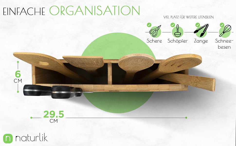 Магнітний блок для ножів + набір кухонних лопаток 5 шт. 2 в 1: Блок для ножів без ножів та тримач для кухонних аксесуарів - бамбуковий магнітний тримач для ножів - магнітний тримач для ножів - органайзер для кухні