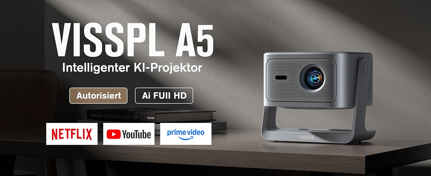 Смарт-проектор VISSPL 4K Home Cinema, 30000 Люмен, 3D Dolby Audio, Автофокус, WiFi 6, Bluetooth, 360° підставка, сірий