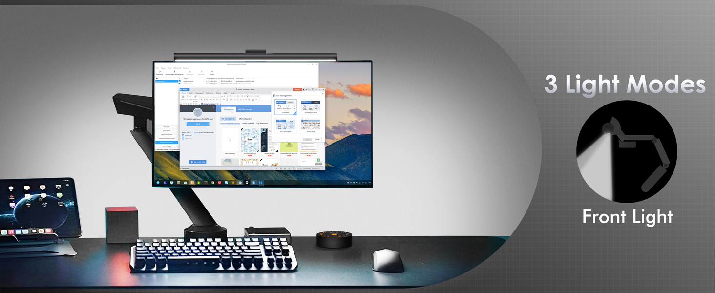 Quntis Лампа для монітора з підсвічуванням 42,5 см, RGB, з пультом дистанційного керування, регулювання яскравості та колірної температури, для офісу та дому