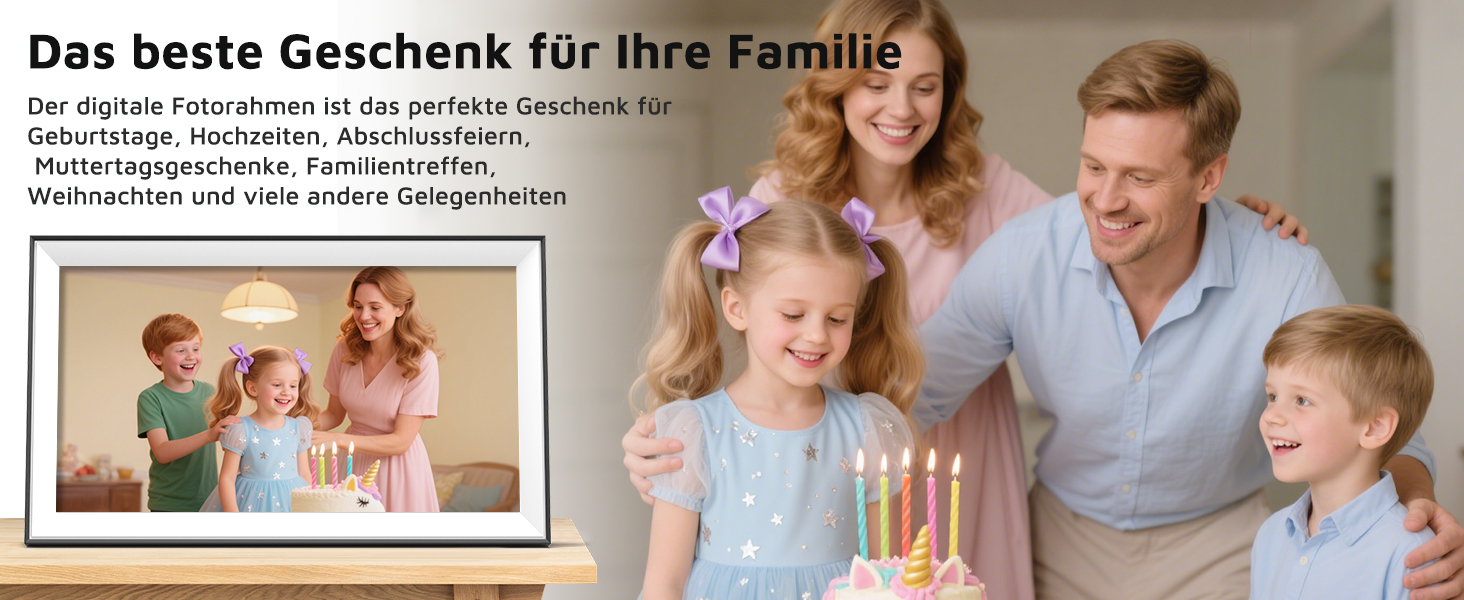 Цифровий фоторамка Hesmor 15.6 дюймів з Wi-Fi, FHD 1920*1080, IPS, сенсорний екран, 32GB, автоповорот, Frameo App