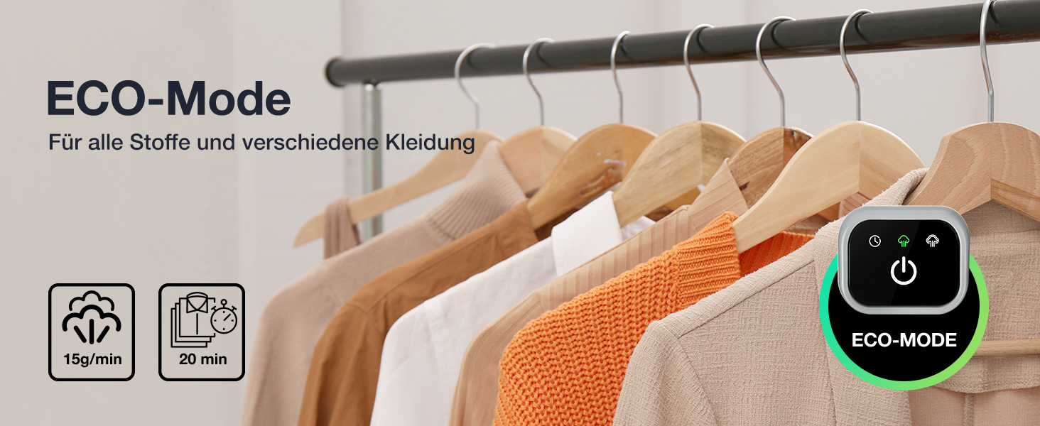 LEBENLANG Пароочищувач для одягу - 1500W, 300ml, з рукавичкою та насадками | Професійний пароочищувач для одягу | Білий