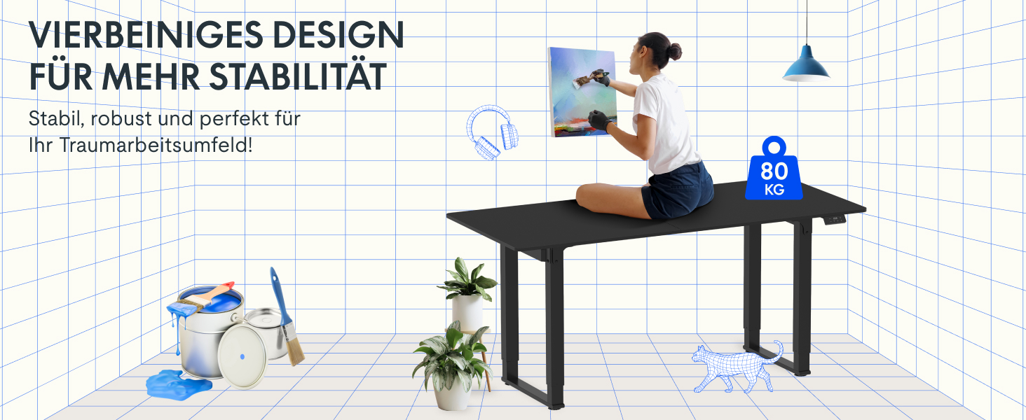 Регульований стіл FLEXISPOT 180x80 см, 4 ніжки, 2 мотори, LED-дисплей, пам'ять, для офісу, конференцій, їдальні, білий