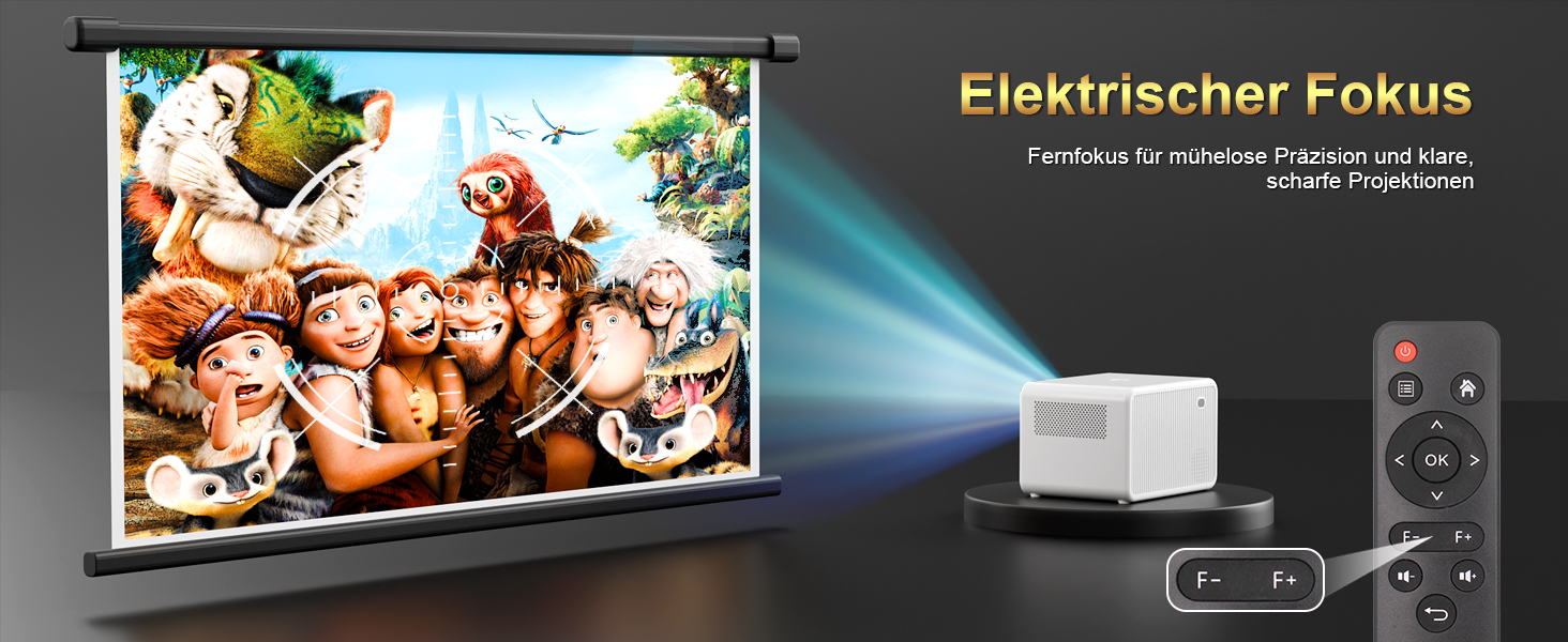 Проектор Smart Beamer WiFi для домашнього кіно, 16000 Люмен Full HD 1080P, електричний фокус, Zoom, Bluetooth, сумісний з iOS/Android/Fire Stick/Laptop/PS5