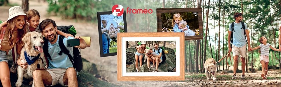 Цифровий фоторамка TFA Dostmann 10 дюймів з Wi-Fi, FRAMEO App, сенсорний екран, підтримка USB/Micro SD, дерев'яний корпус (MDF), коричневий
