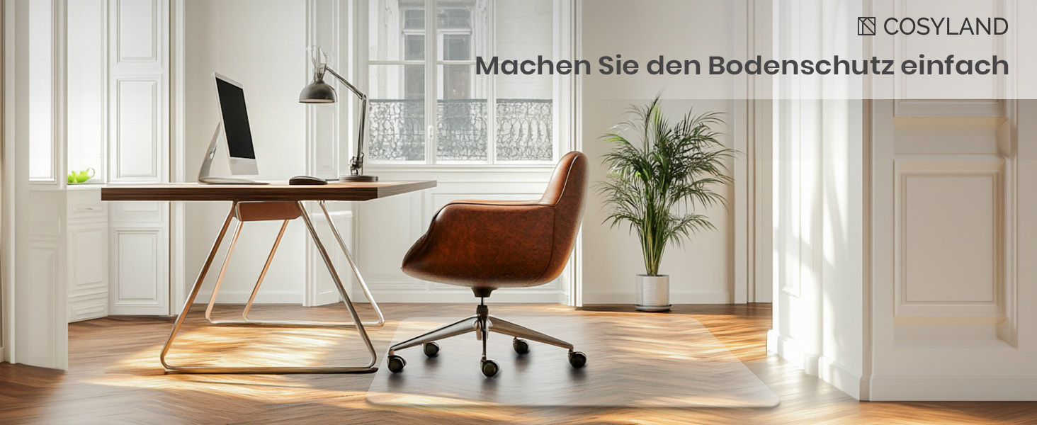 Захист для підлоги під офісний стілець COSYLAND 120x150 см - килимок від ковзання, прозорий, білий | Килимок для офісного крісла