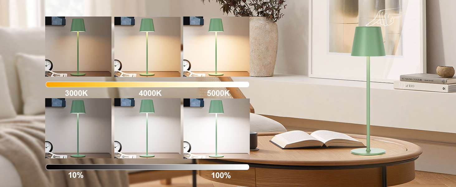LED настільна лампа бездротова, акумуляторна, диммер, 2 шт. з 3 колірними температурами, регулюванням яскравості, сенсорне управління, зарядка USB-C, для відпочинку, намету, їдальні, нічного столика (чорний) 2 шт. Чорний-2 шт.